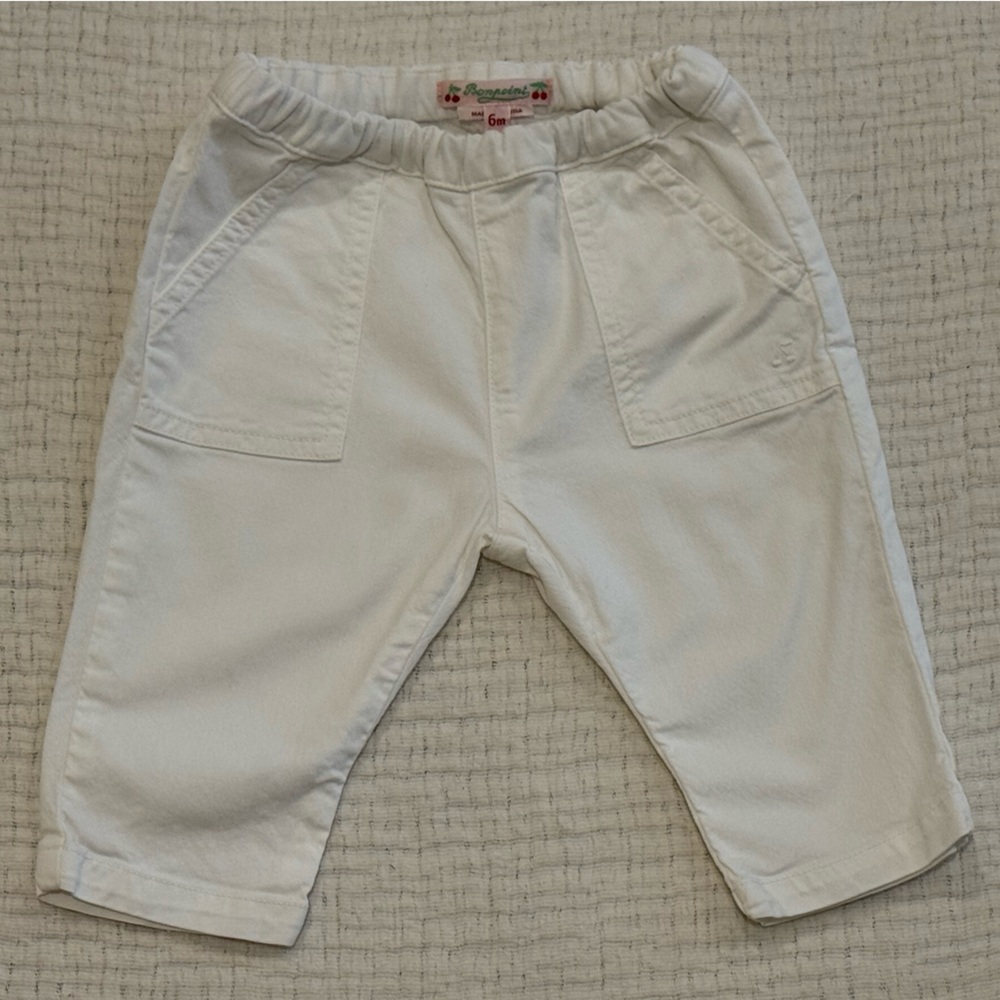 Bonpoint White 6M Cotton Baby Pants